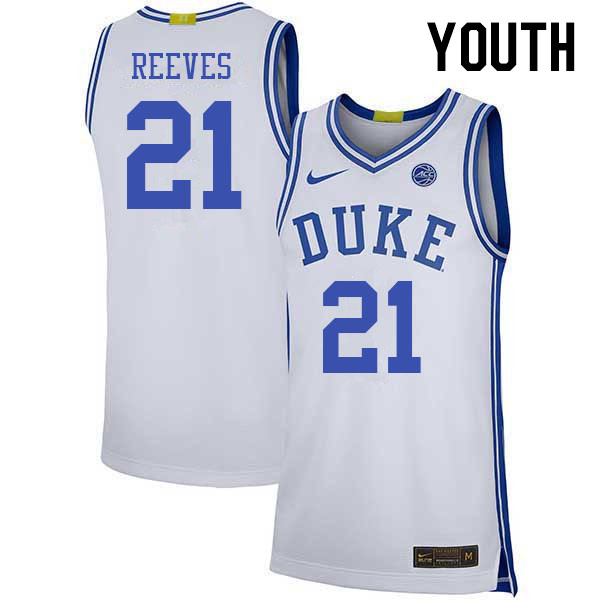 Youth #21 Christian Reeves Duke Blue Devils 2022-23 College Stitched Basketball Jerseys Sale-White